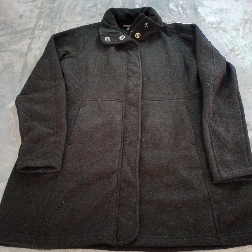 Kuhl Highland Jacket Women XL Black Long Alfpaca Performance Fleece Outdoor Coat
